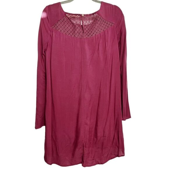 Jolt Long Sleeve Pleated Front Shift Dress Purple Medium - Picture 4 of 5